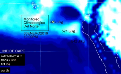 #Vigilancia - Indice MI y Cape para este 30 Enero 2019 por la noche, el acople sigue acercándose.